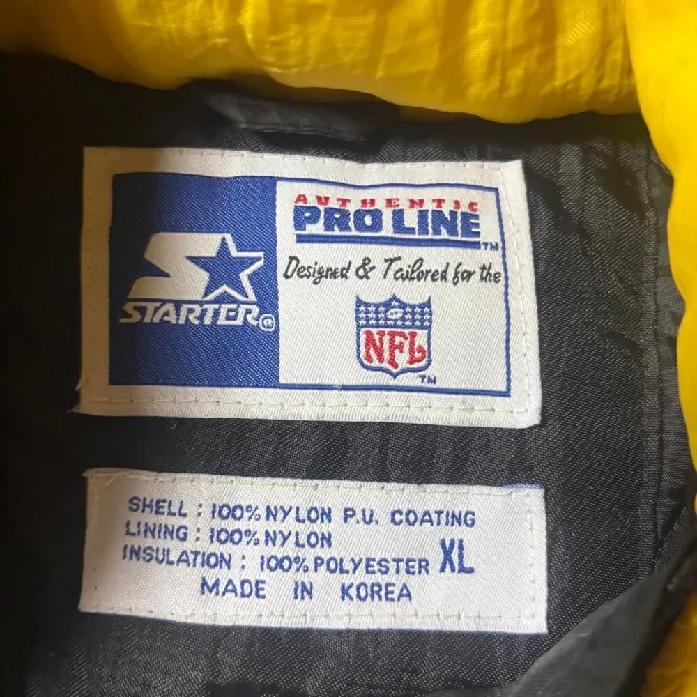 Starter NFL Pro Line Pittsburgh Steelers 1/2 Zip Hooded Jacket Men XL Quilted